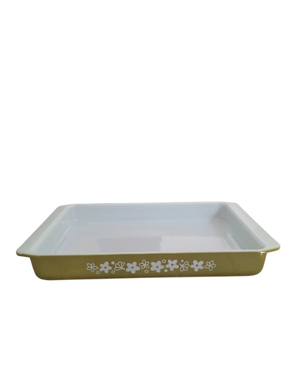 Vintage Pyrex Spring Blossom Green Baking Dish Lasagna Pan 